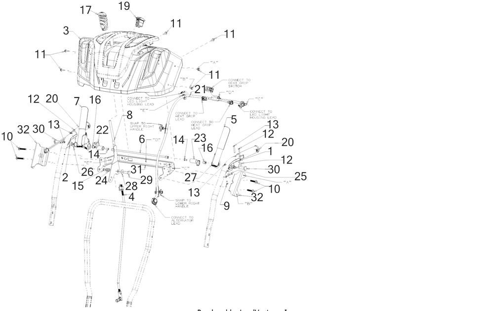 Panel Diagram and Parts List for 3X30-INCHPRO (31AH8EVU710)(2018) Cub Cadet Snow Blower